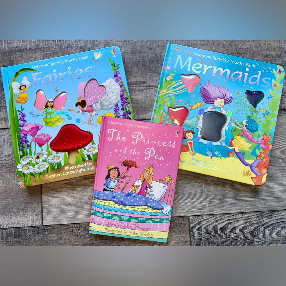 Usborne by Paper Pie Touch Feel Board Book Girl’s Bundle Fairy Mermaid Princess